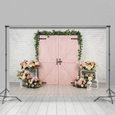 Aperturee - Aperturee Floral Wood Cowboy White Bricks Wedding Backdrop